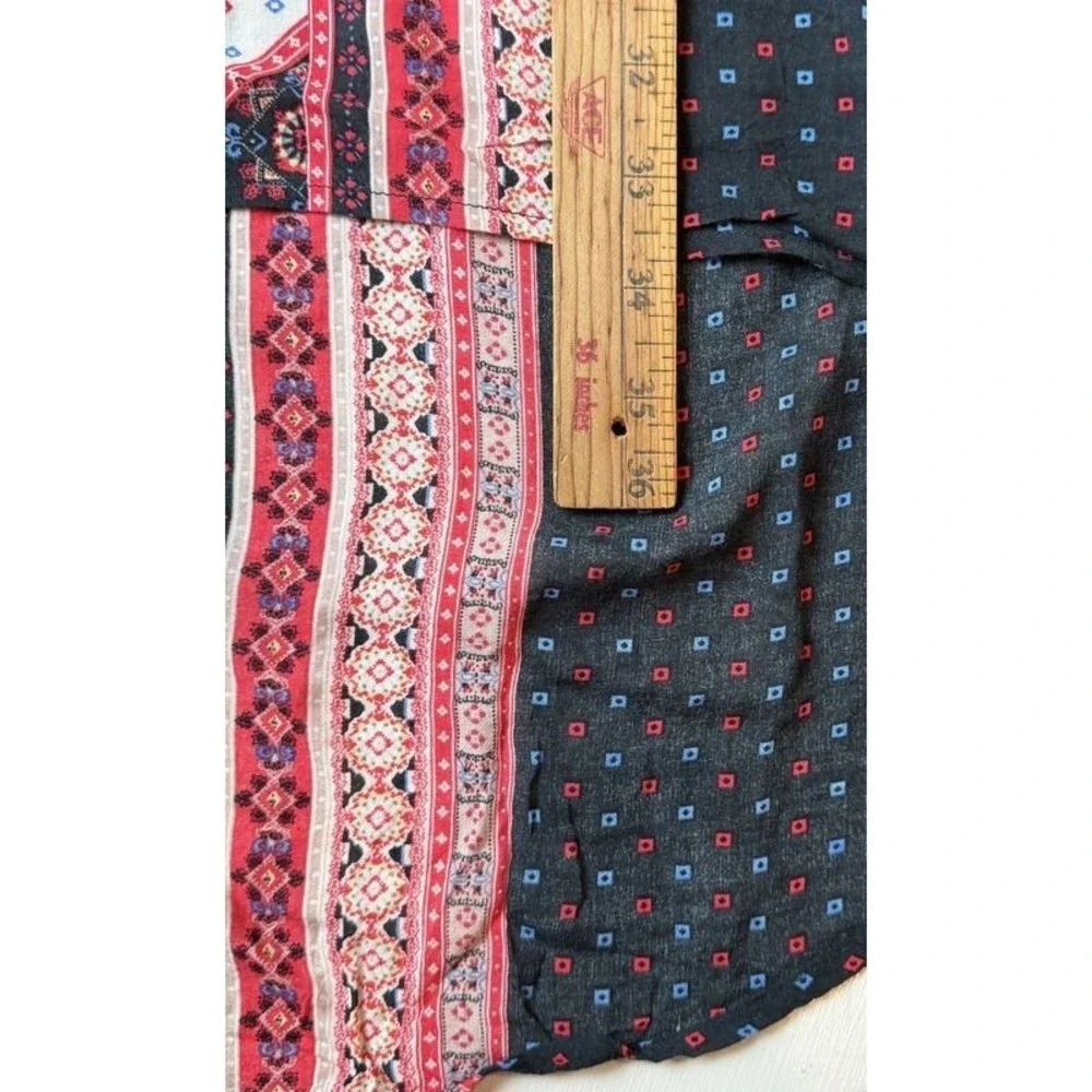 Free People Peacemaker Dress Size M Red‎ Black Tribal Print High Low BOHO M